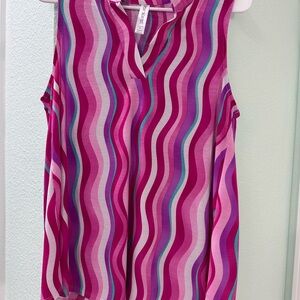 Dear Scarlett Pink and Purple Wave Pattern Blouse